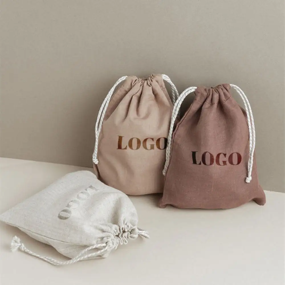 Muslin Cotton Linen Gift Jewellery Packaging Dust Pouch Cotton Drawstring Bag