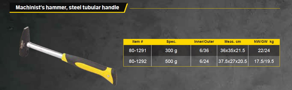 Machinist's hammer,steel tubular handle