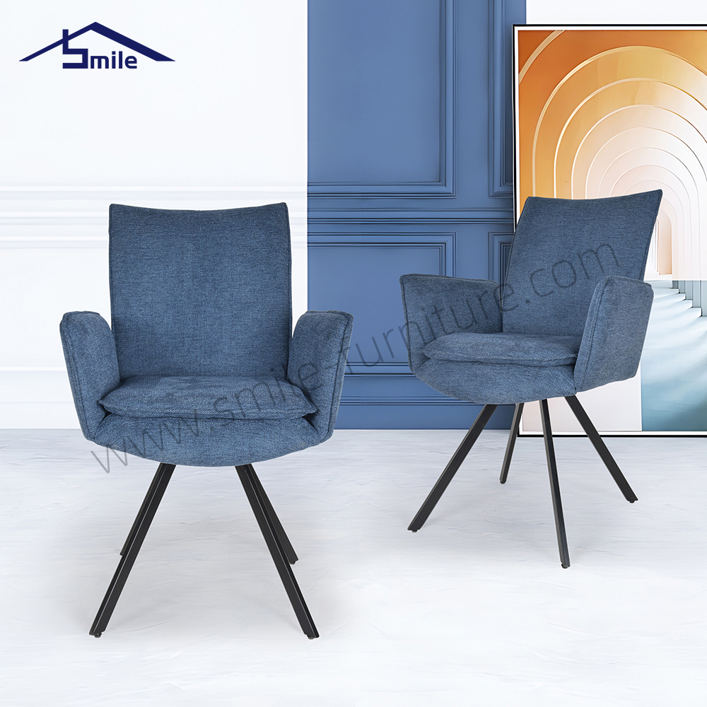 Modern Luxury RestaurantLinen Dining Room Chair Home Furniture Leather Dining Chairs with Metal Legs