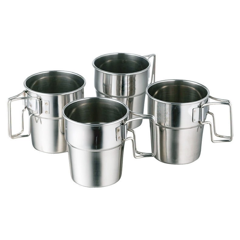 Wholesale Custom Camping Stainless Steel 201 Tea Beer Coffee Four-piece Mug Set With Folding Handle