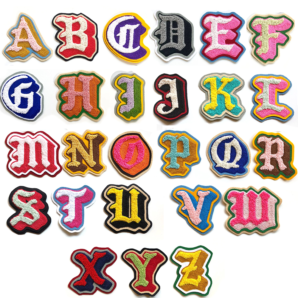 High Quality Chenille Letter Patch Low MOQ Embroidery Iron on Patches