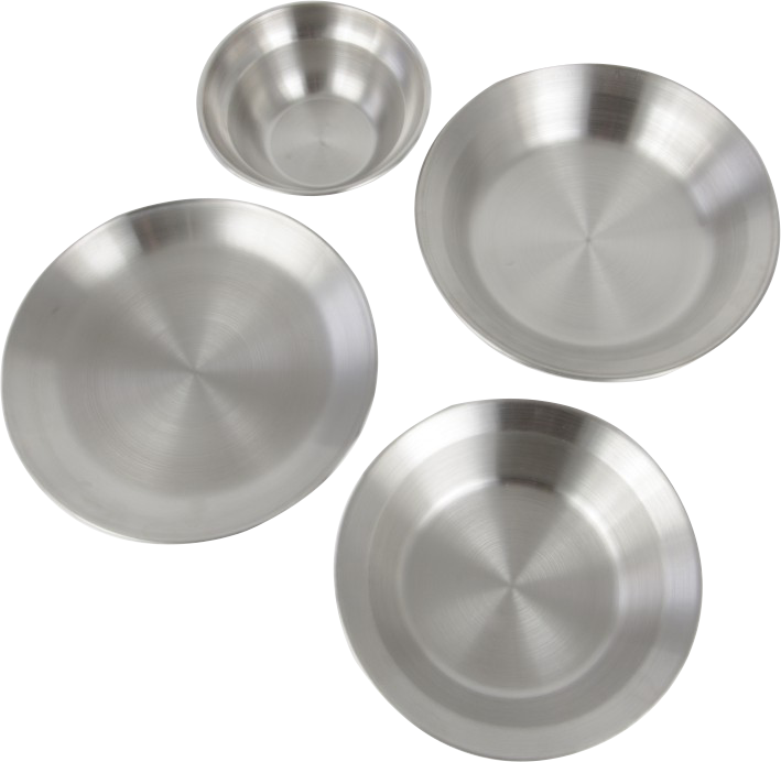 Outdoor Stainless Steel Cookware Set Round Eco-Friendly Durable Bowl and Plate Camping