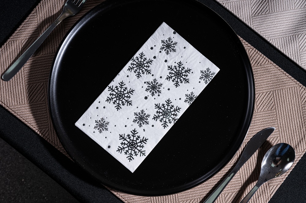 Silver Foil Snowflake Paper Napkin