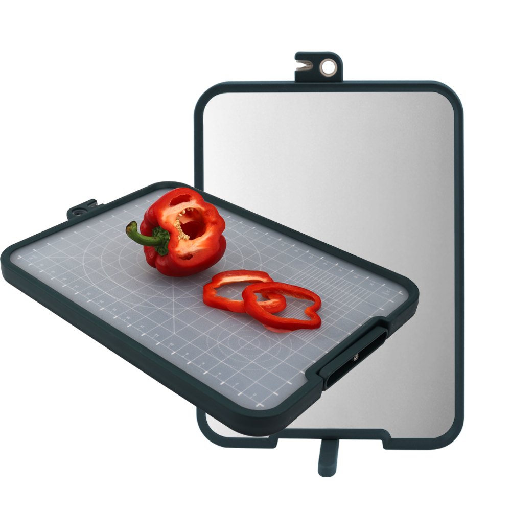 Hip-home Double sided plastic chopping board stainless steel chopping board with knife sharpener