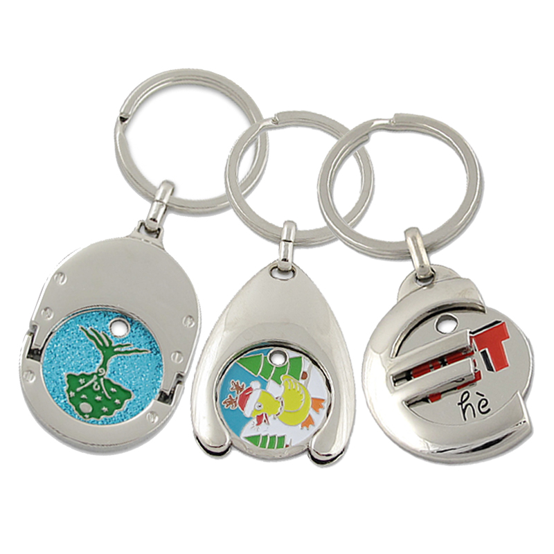 Custom Design Shopping Trolley Coin Keychain