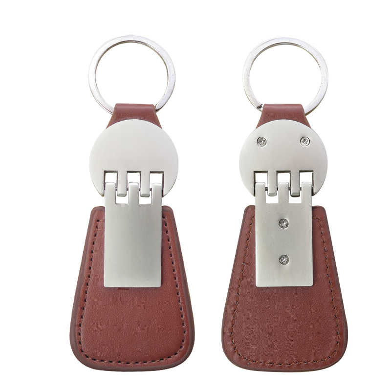 Customizable Logo Brown Leather Key Fob