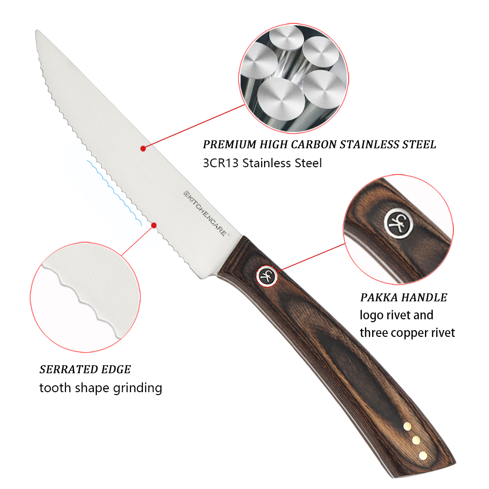 Hip-home stainless steel kitchen knife professional wooden steak knife