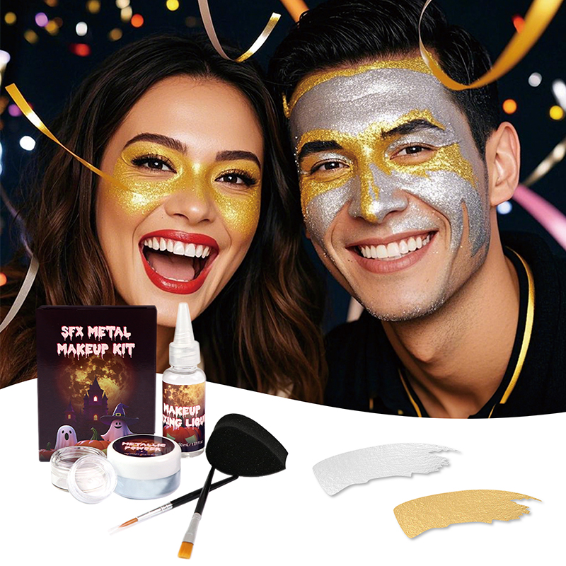 Waterproof Metallic Golden Sliver Makeup Powder Body Paint Kit