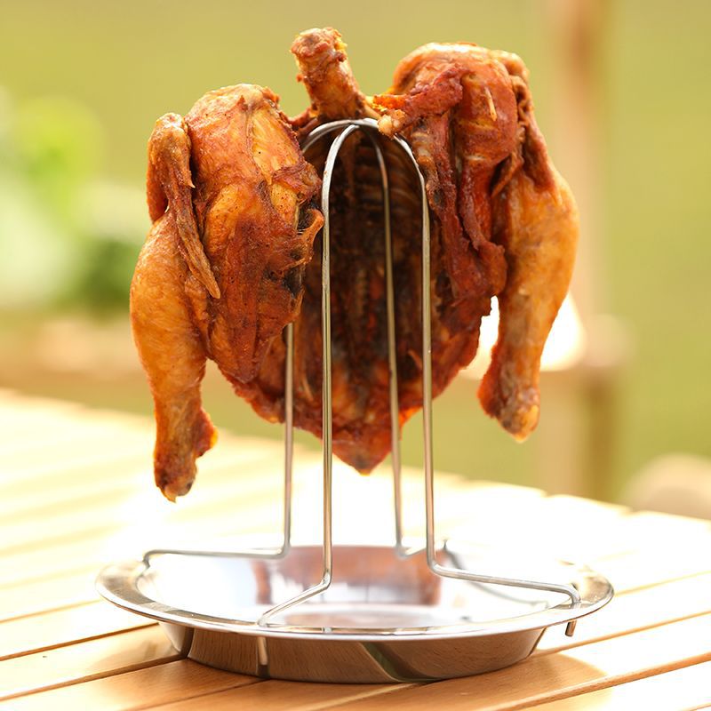 Wholesale Stainless Steel Roasting Rack Portable Grill Roast Chicken Stand Camping Cooking Kit