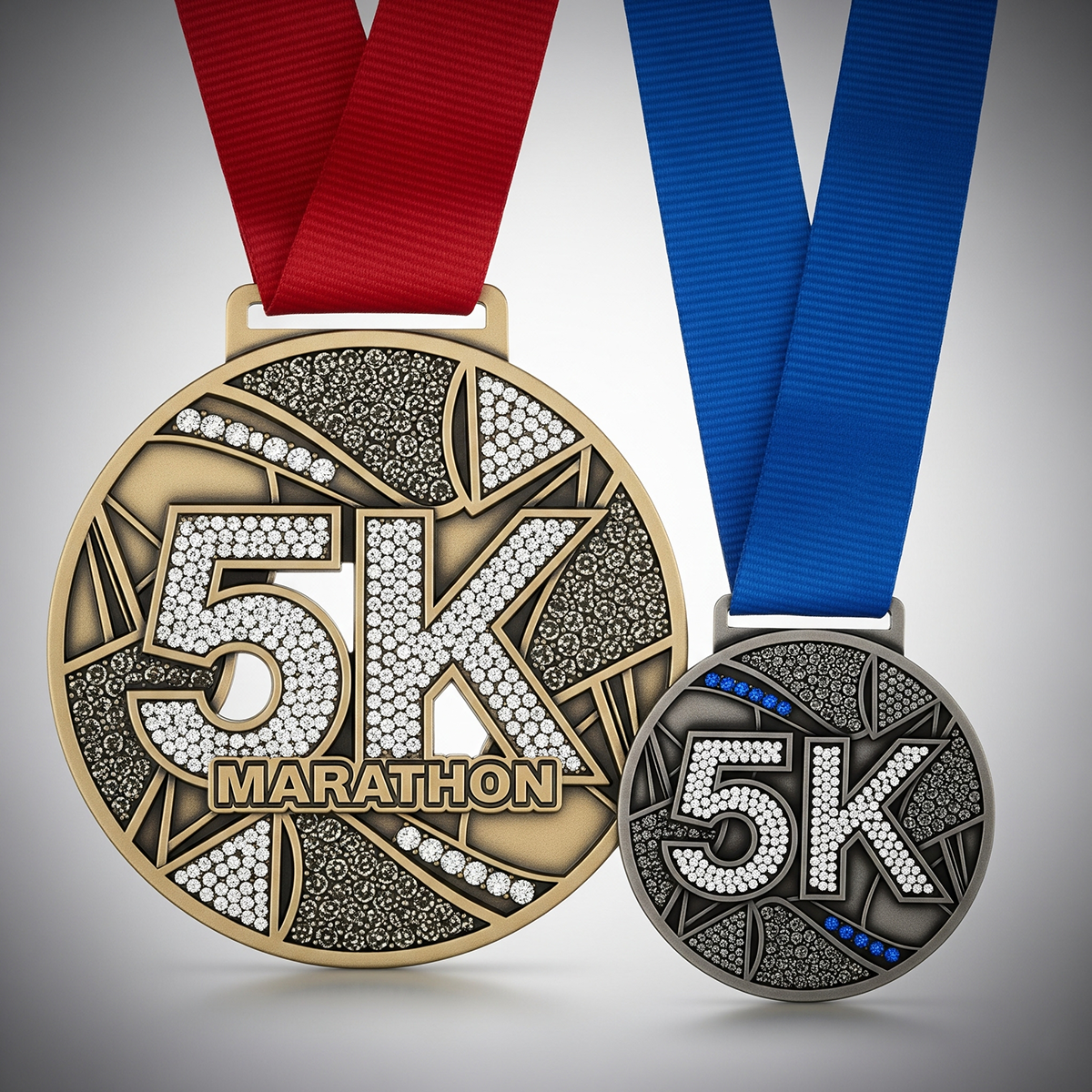 Custom Crystals Rhinestone Sports Zinc Alloy Metal Medal