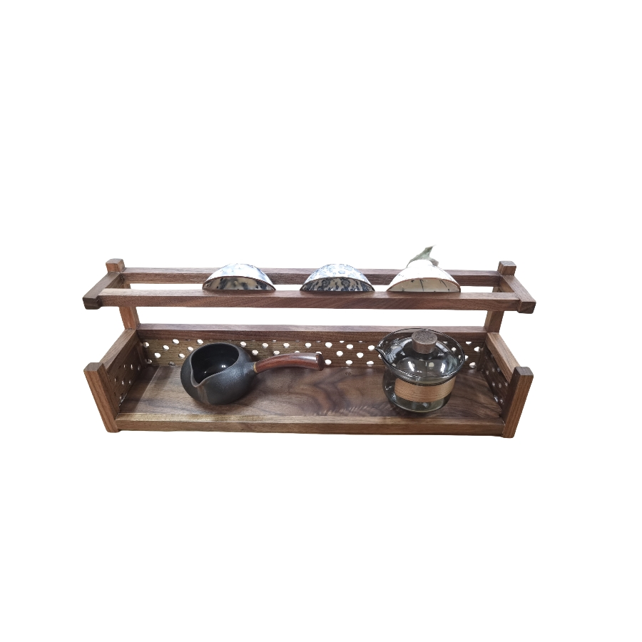 Display stand, wooden tableware rack, double-layer storage rack, desktop storage rack