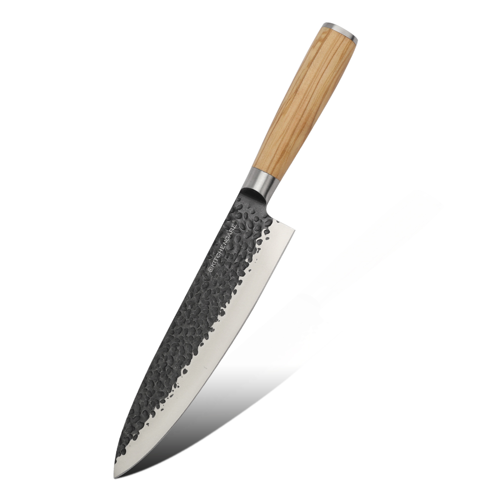 Hip-home stainless steel kitchen knife professional black new olive wood chef knife