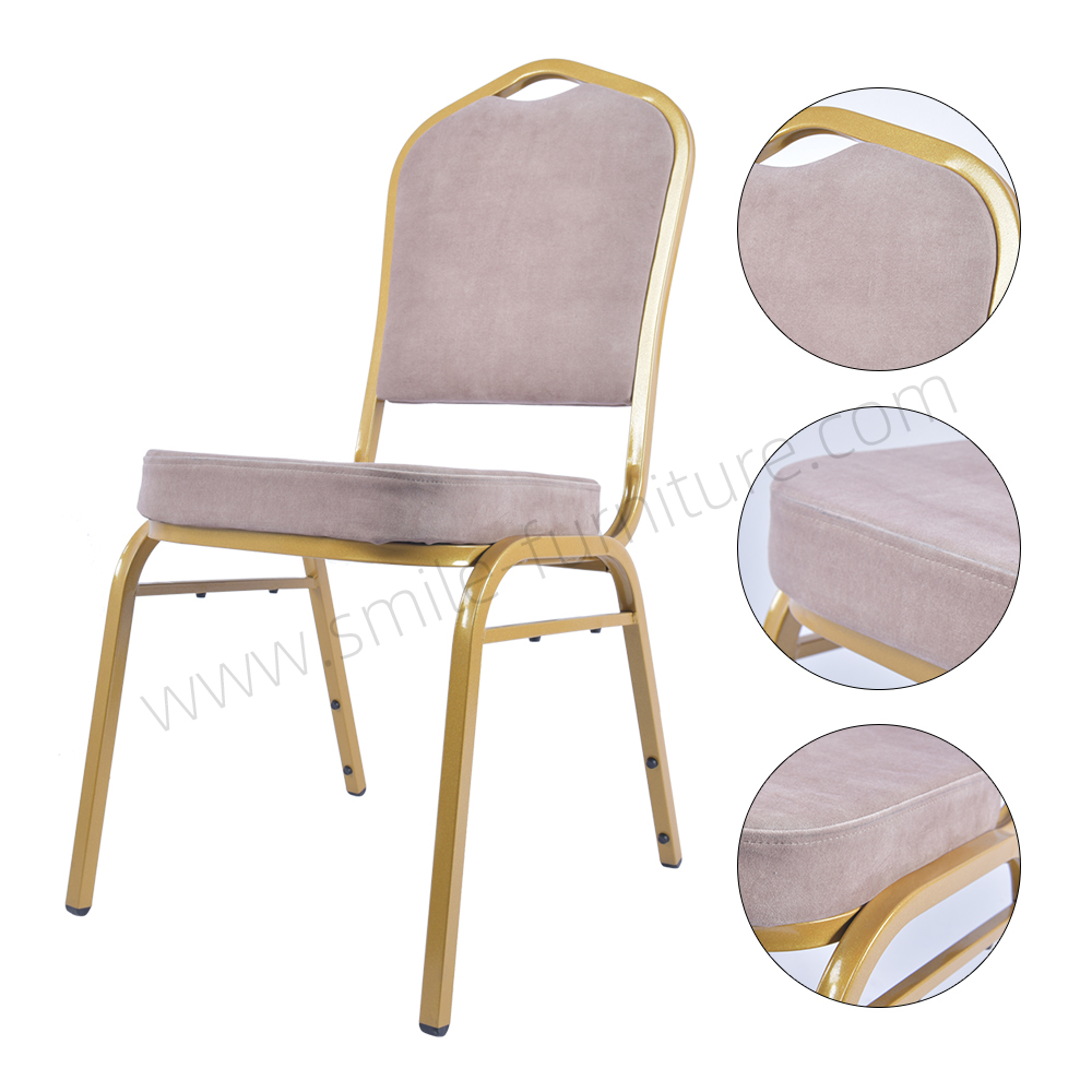 Wholesale Cheap Gold Wedding and Events Chair Stacking Banquet Chair With Iron Frame for Hall