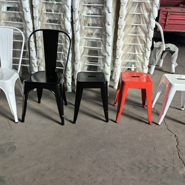 Vintage Industrial Style Stackable Iron Restaurant Bar Metal Dinning Chair