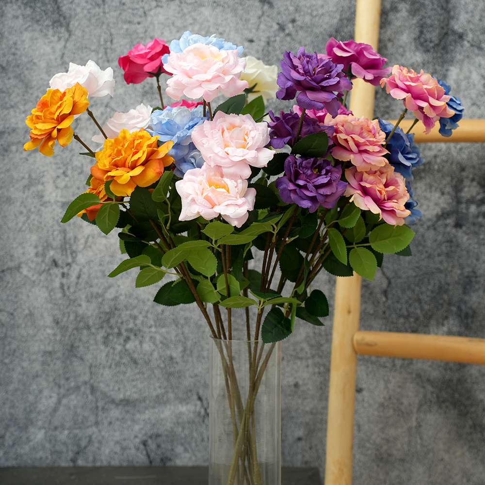 Transworld Roses Artificial Flower China Rose Decorative Floral Spray For Home Wedding Decoration