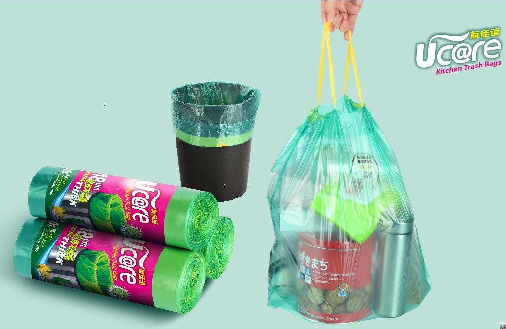 Disposable Bio-degradable Eco-friendly Plastic Drawstring trash bag