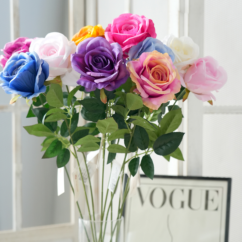 Transworld Roses Artificial Flower Single Branch Roses Floral Spray For Home Wedding Decoration