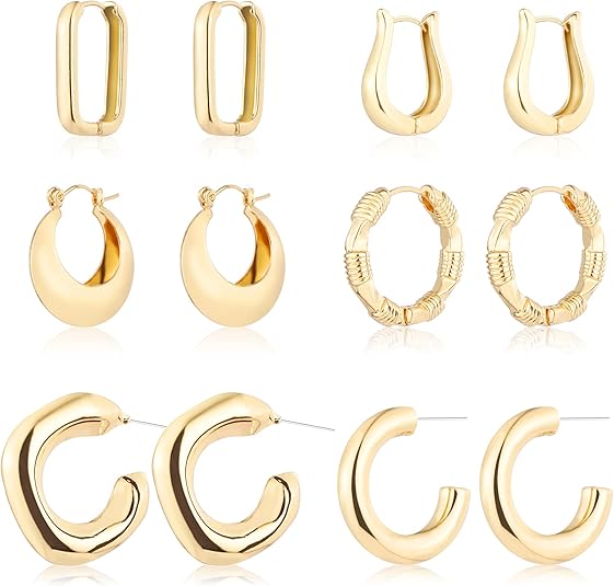 Amie 14K Gold Hoop Earrings for Women - Lightweight, Hypoallergenic, Thick Open Twist Design