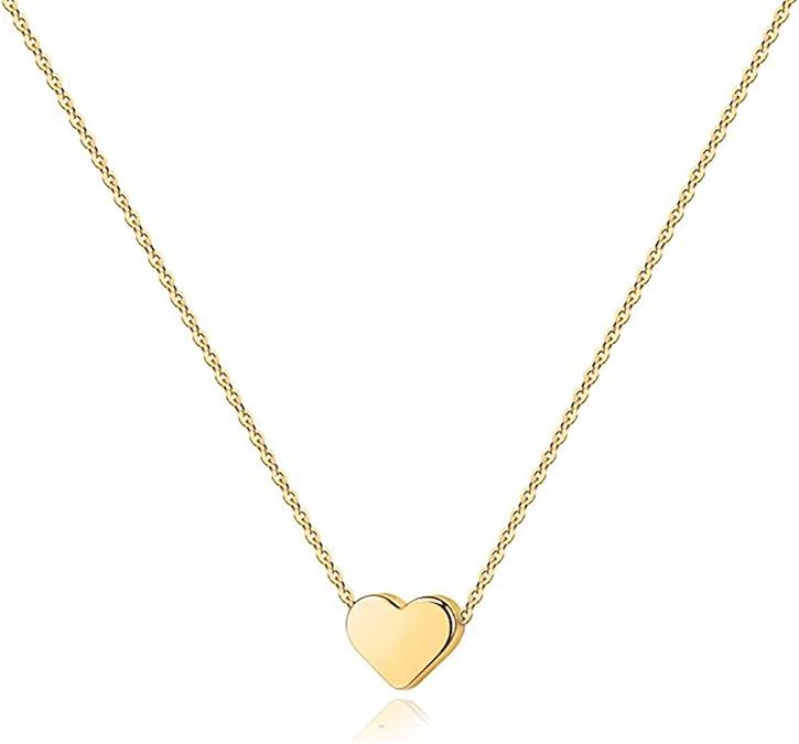 Amie 14K Gold Plated Cubic Zirconia Heart Necklace Cute Dainty Love Pendant Necklaces for Women