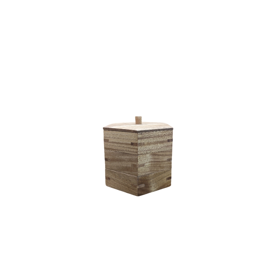 Three-piece set of high-quality wooden snack storage hexagonal boxes