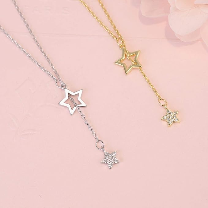 Amie 925 Sterling Silver Cute Shiny Star Collar Pendant Necklace