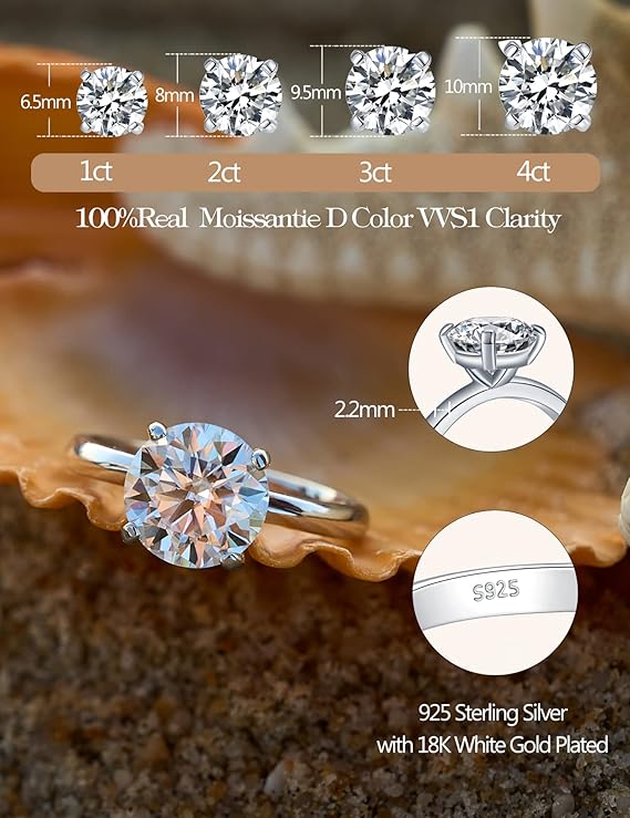 Amie 925 Sterling Silver 18K Gold-Plated Lab-Grown Round Diamond Wedding Ring