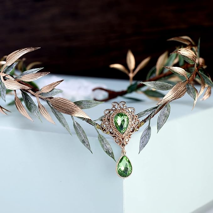 Amie Forest Elf Headpiece Leaf Crown Princess Renaissance Halloween Wedding