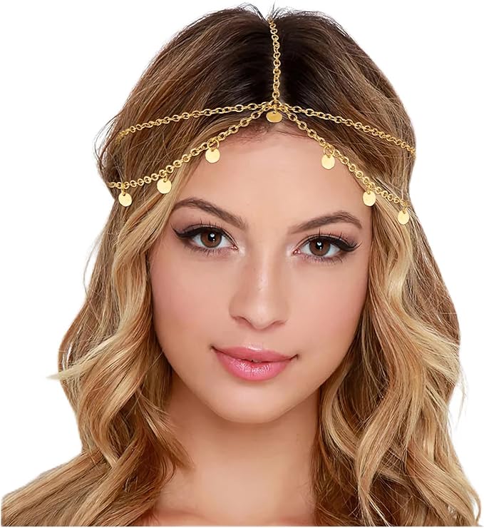 Amie Bohemian Headchain Oriental Hairchain Golden Forehead Chain Headband
