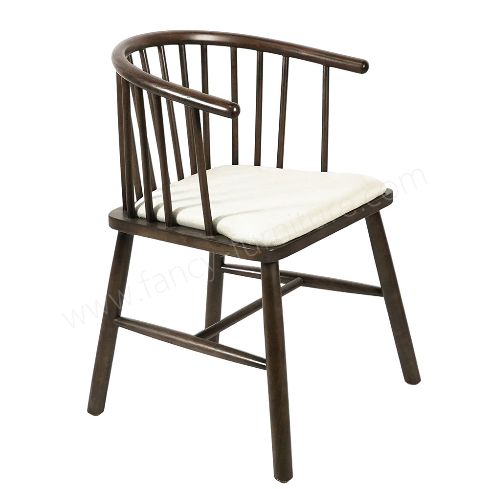 Dining Room Restaurant Lounge Armless Upholstered Wooden Chair With Cushion Seat Dinning Chair