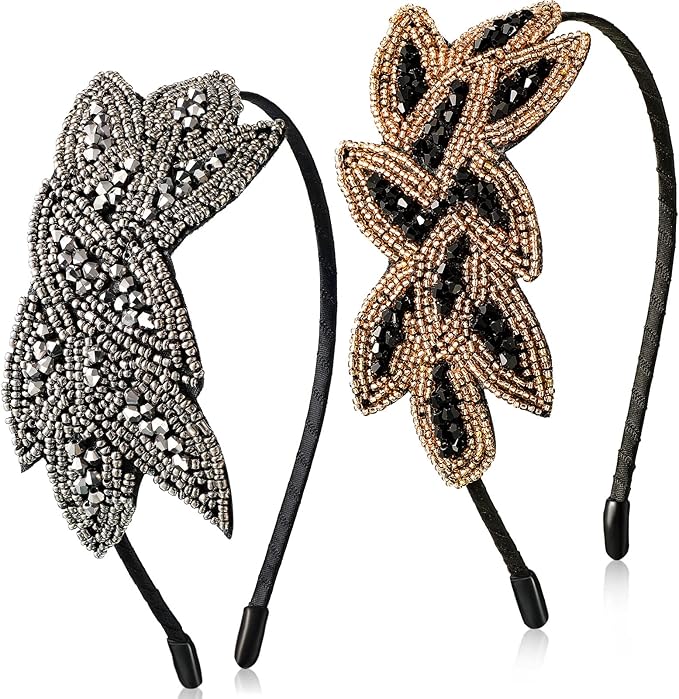 Amie Women's Hairband with Leaf & Bead Decor Vintage Hair Accessories with Leaf-bead Design