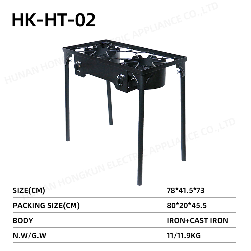 Outdoor camping double head gas stove cast iron