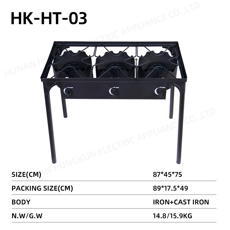 Portable cast iron multi head gas stove with gas stove