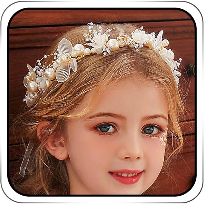 Amie Princess Floral Hairpiece Blue Pearl Headband Crystal Flower Ornament
