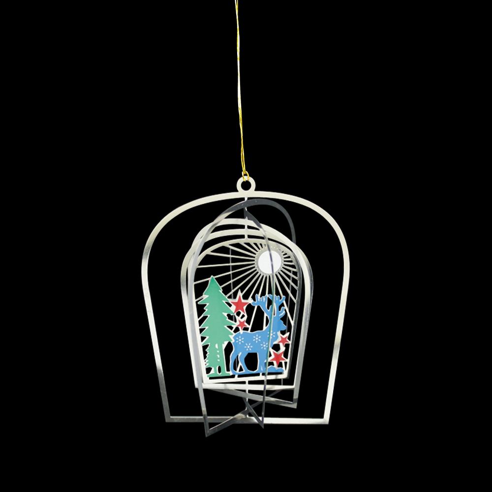 Custom Metal Die Cut Vintage 3D Glistening Etched Brass Christmas Ornaments