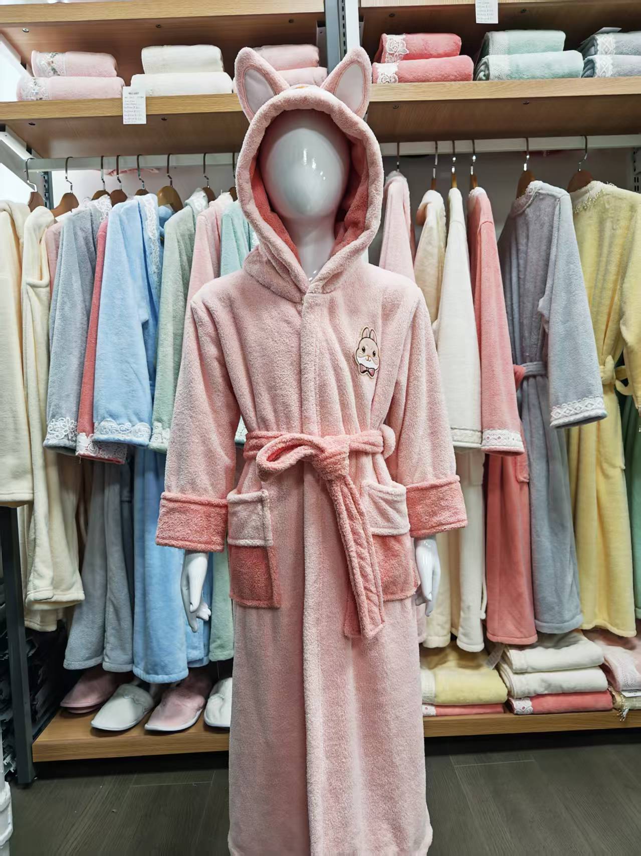 Coral Fleece Embroidery Bathrobe