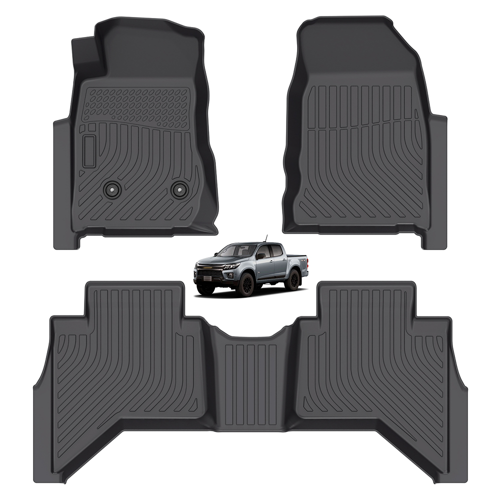 Front Rear Floor Mats All Weather TPE 3D Deep Dish Matting Car Carpets for Chevrolet S10 2024-2026