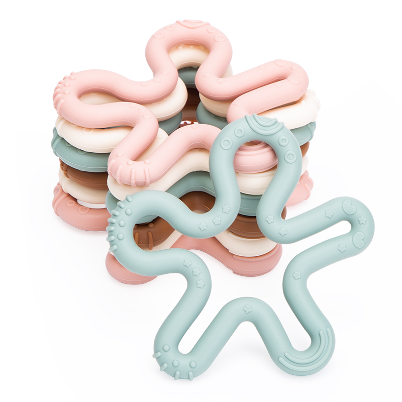 Custom Coral Teether Flexible Platinum Silicone Infant Relief Teething Pain Chewable Baby Teether