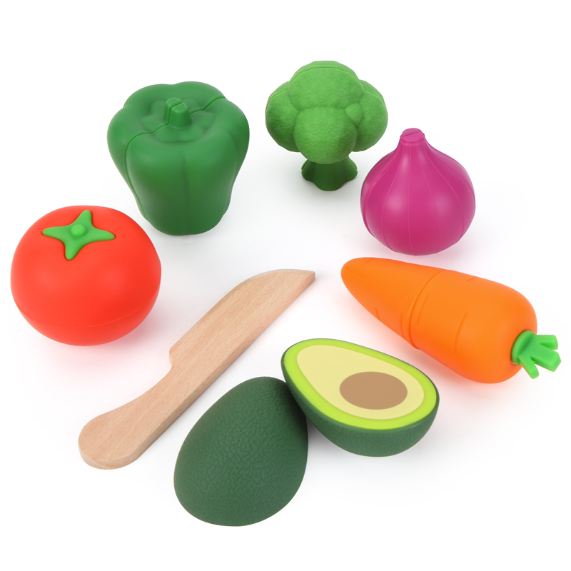 Soft oddler Educational Game Kitchen Food Vegetable Set Pretend Play Cooking Baby Cutting Toy