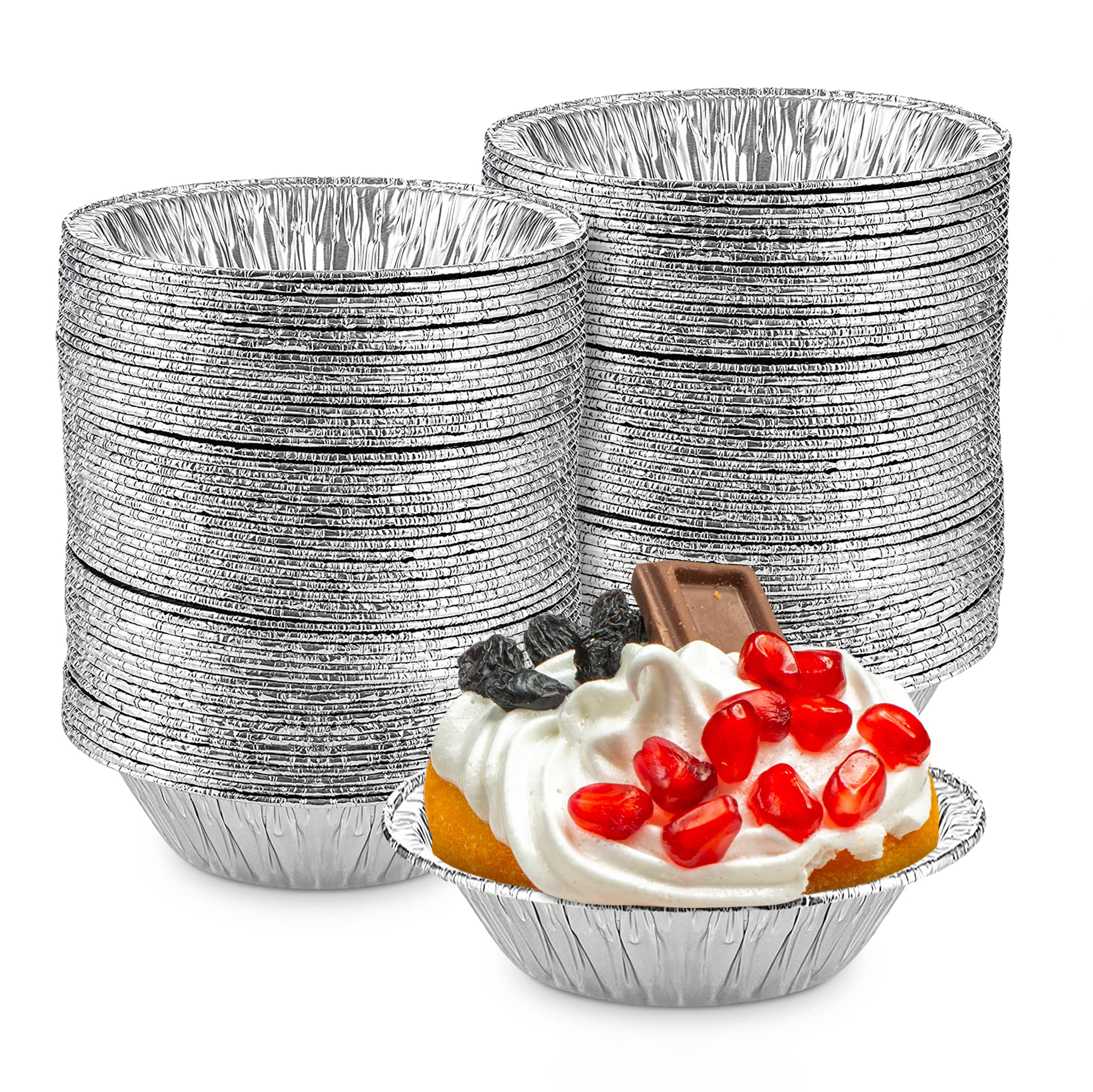 Disposable Round Aluminum Foil Cup Rolled Edge Baking Cup Oven Air Fryer Safe Tart Pudding Dessert Cup Eco Friendly Wholesale