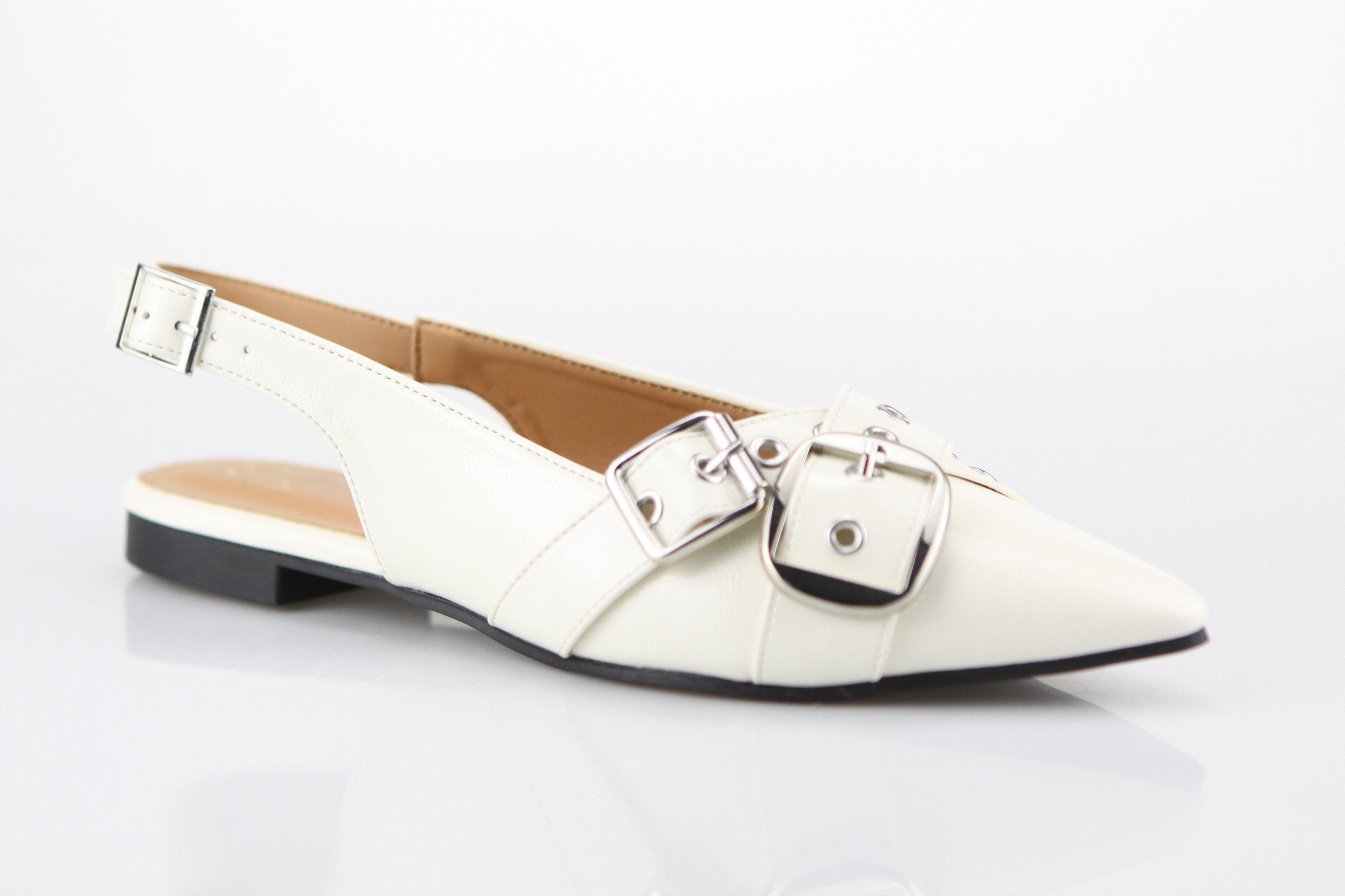 Stylish White PU Slingback