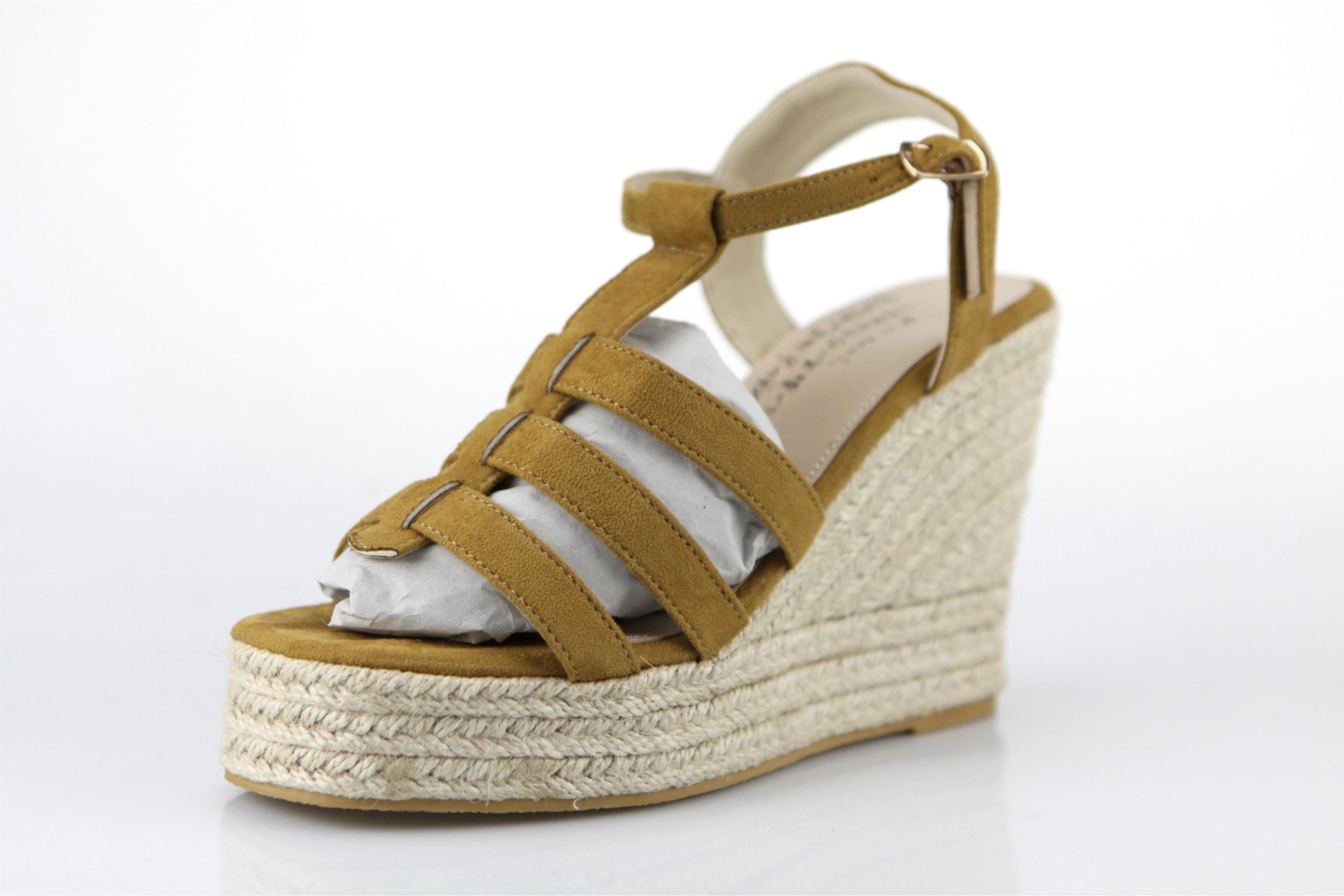 Suede Strappy Wedge Sandals