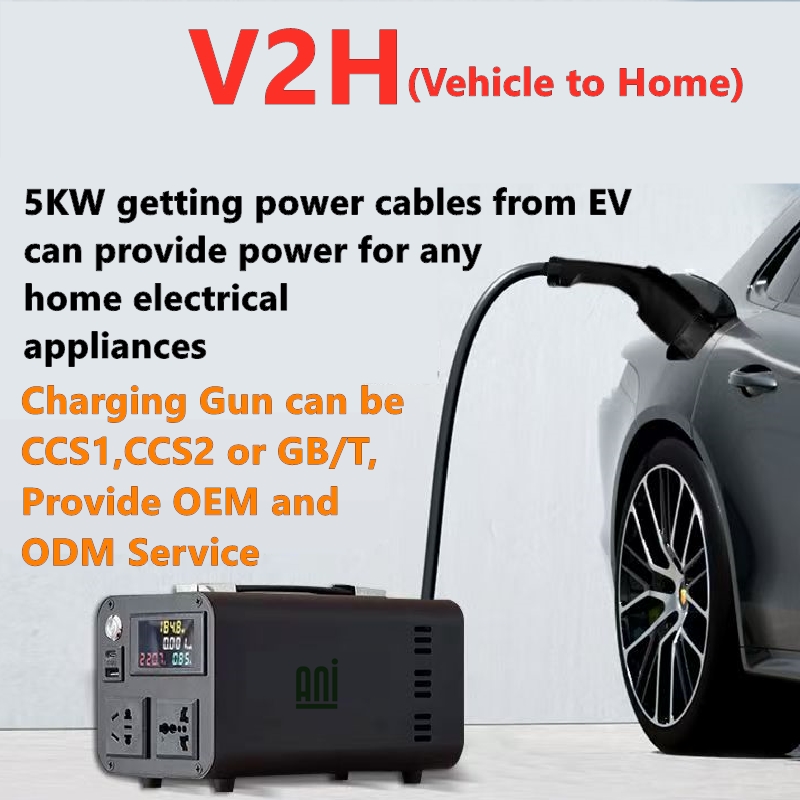 The 5KW EV charger cables getting power from EV to home or Load V2H V2L