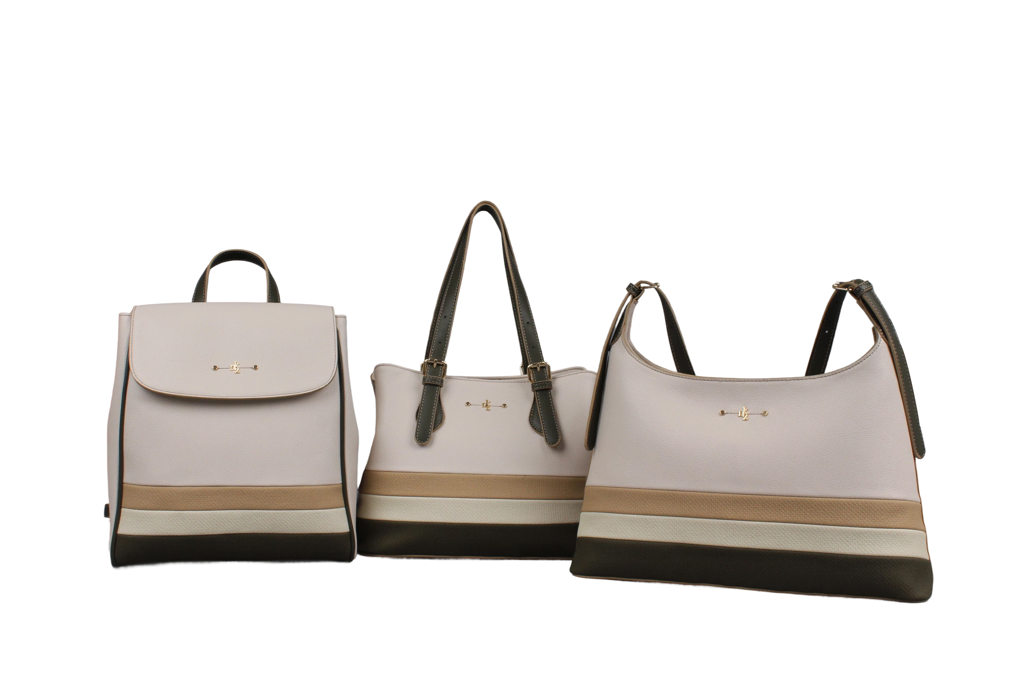 Beige woven color-blocking crossbody bag, single-shoulder bag and backpack