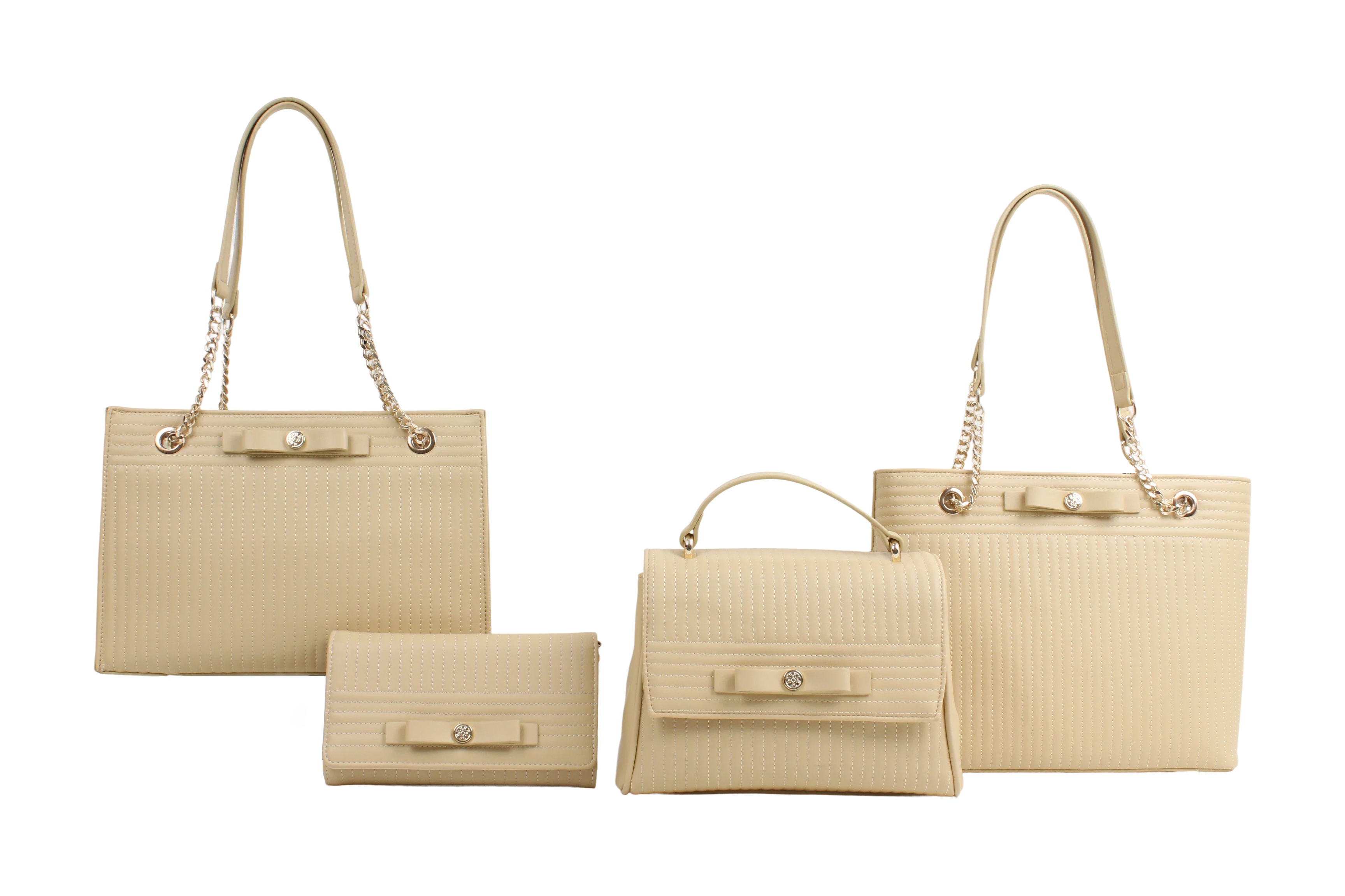 Khaki embroidered thread solid color bow leather surface floralcolor bag, wallet single-shoulder bag
