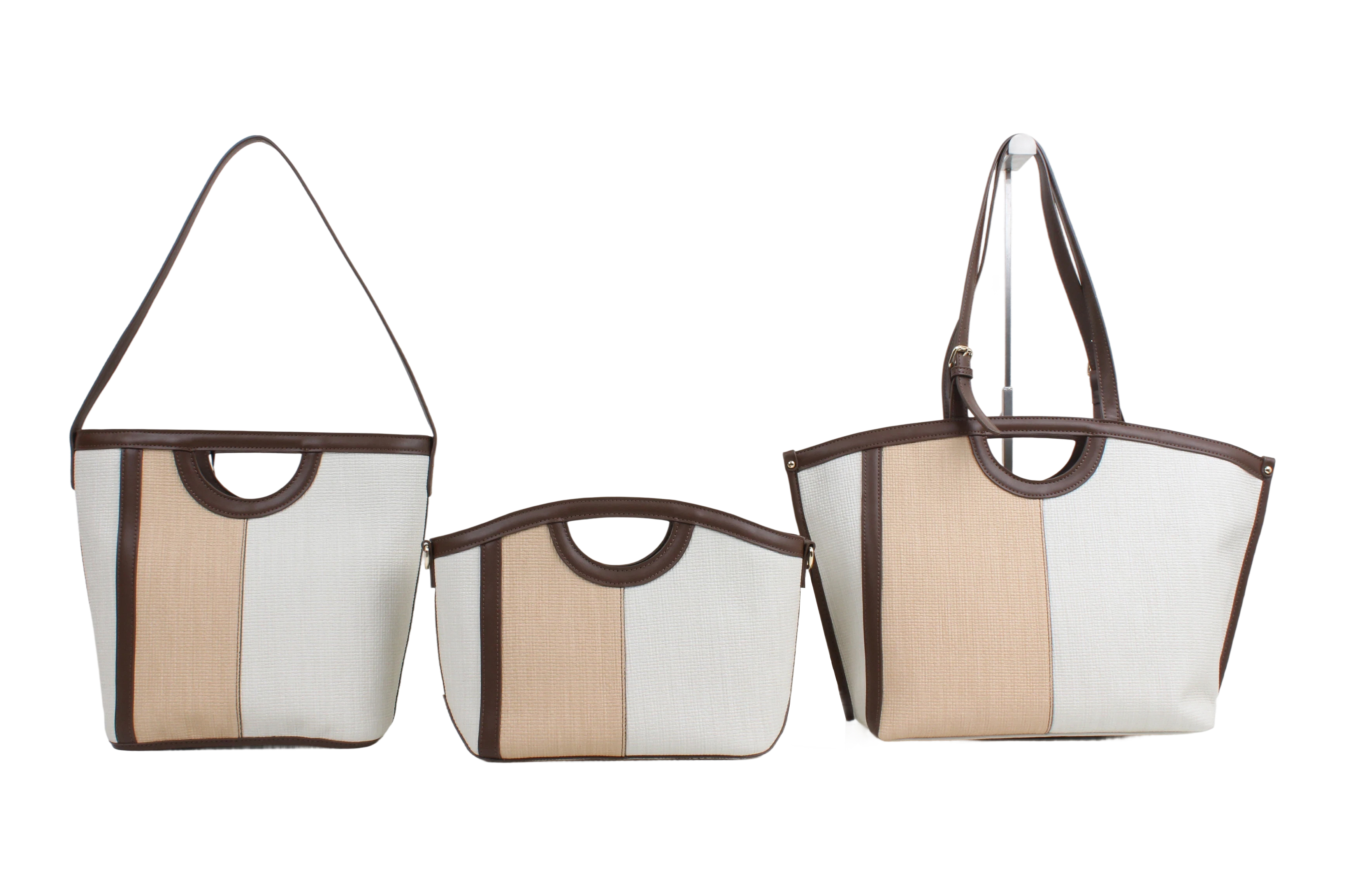 Retro linen color-blocked large-capacity bags, bucket bags and handbags