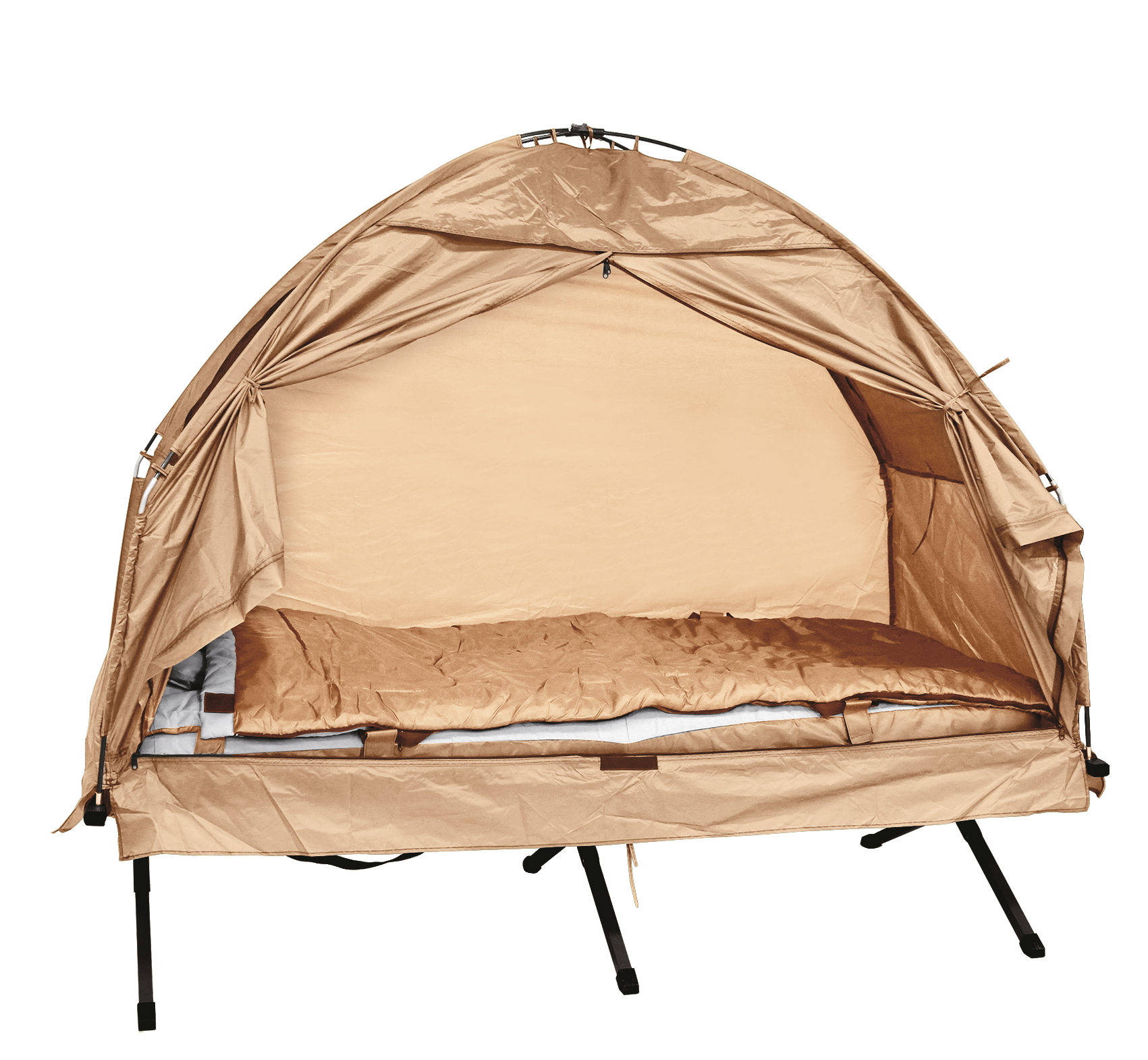 7131021# 1-Person Tent Cot, Foldable Elevated Camping Tent w/ Air Mattress,Sleeping Bag,Carry Bag