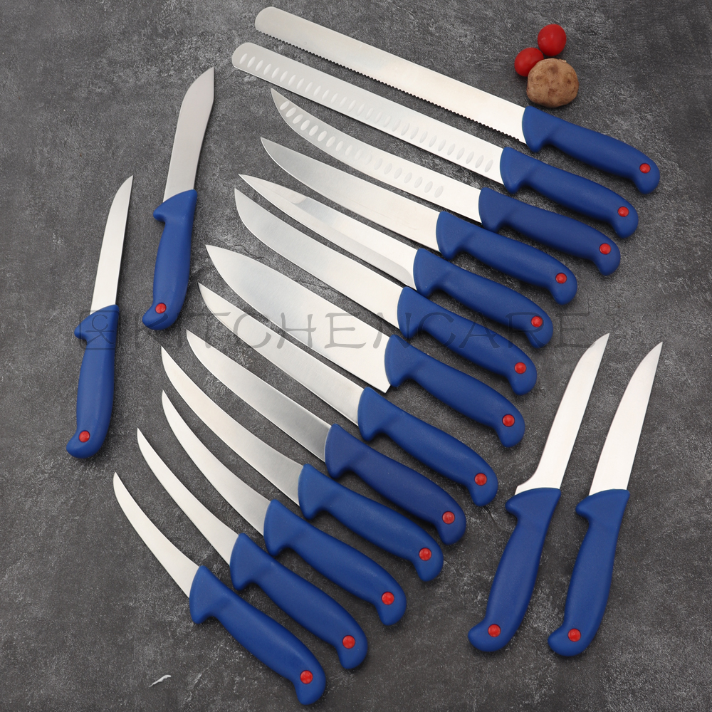 Hip-home stainless steel kitchen knife professional blue PP 9inch butcher knife