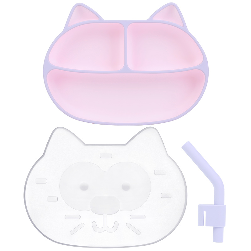 3 Compartment Silicone Feeding Nursing Plate Anti Fall Easy Cleaning Dinnerware Baby Plate