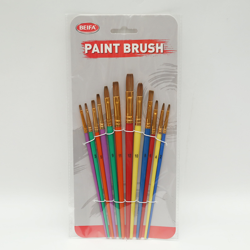 Paintbrush 12-piece set - Brown flat peak