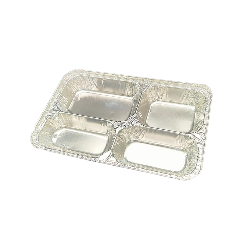 4 Compartment Aluminum Foil Tray 820ml Disposable Divided Food Container for Meal Prep or Takeout